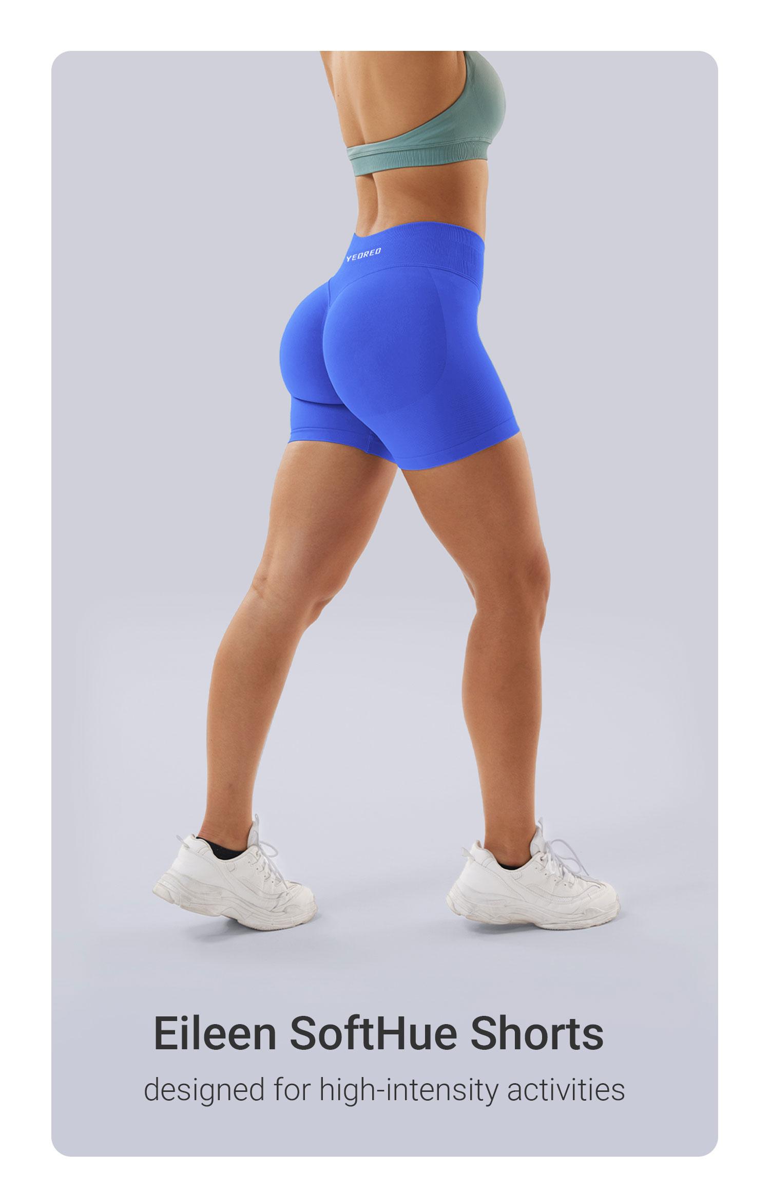 YEOREO SoftHue Seamless Workout Gym Shorts for Women Butt Lifting Hidden Scrunch  4.5" Impact Shorts Yoga Clothes