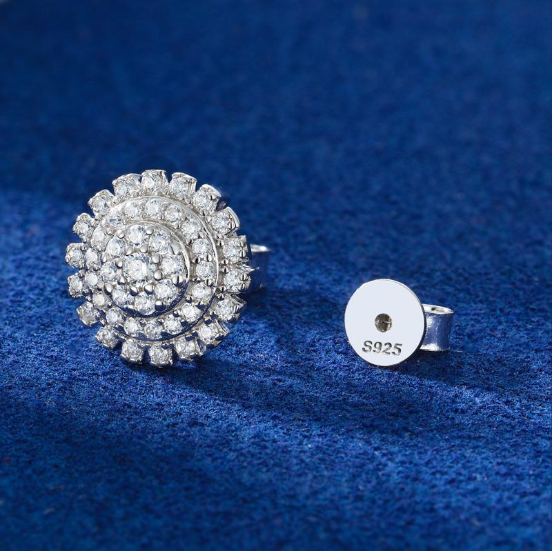 【#E559】Flower stud earrings UCCIYO Synthetic Moissanite Earrings For Women 925 Sterling Silver Stud Earring Men Hip Hop Jewelry Couple Gift