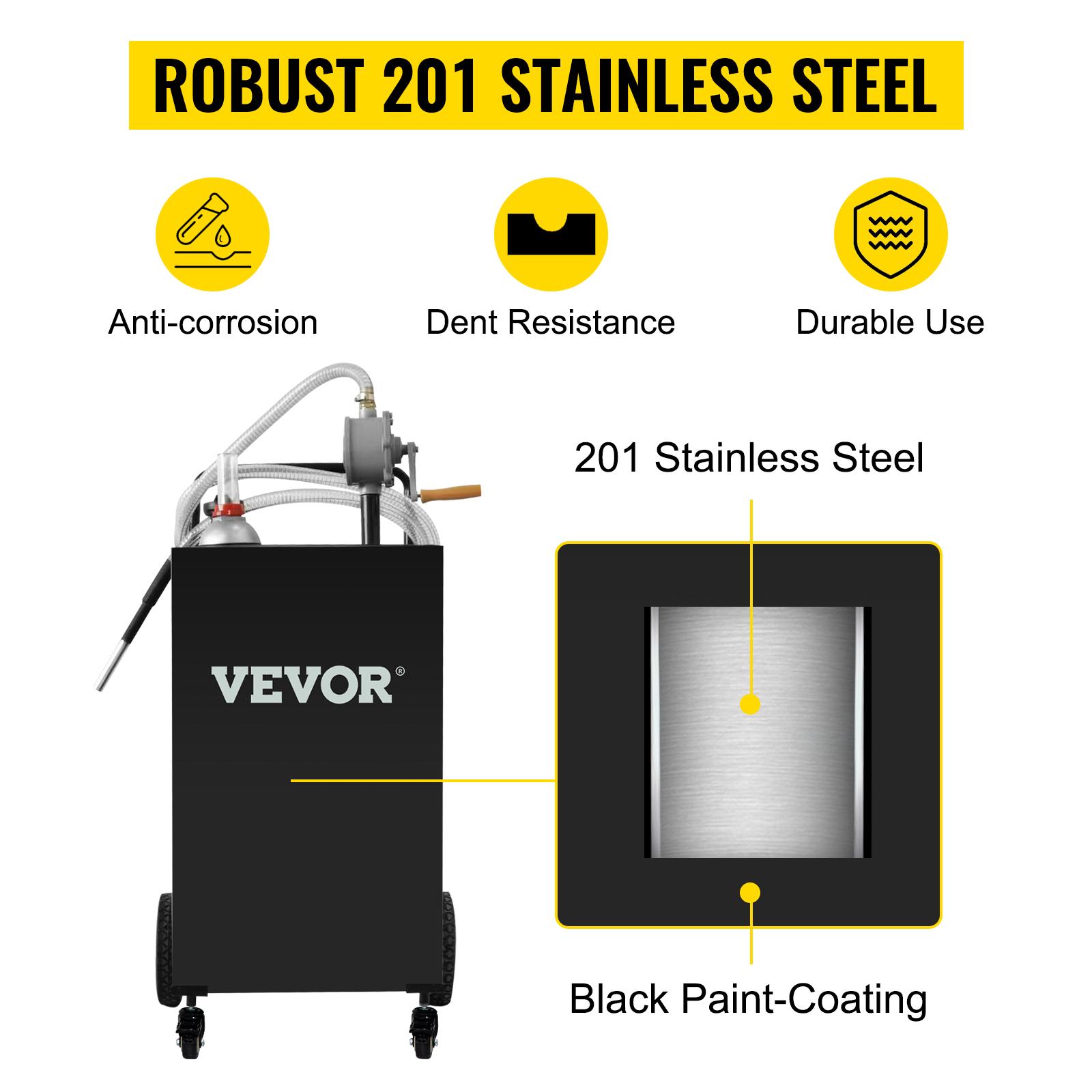【Spotlight Day】VEVOR 30 Gallon Fuel Caddy, Gas Storage Tank & 4 Wheels, with Manuel Transfer Pump, Gasoline Diesel Fuel Container for Cars, Lawn Mowers, ATVs, Boats, More, Black Bottles Hand，w/Wheels
