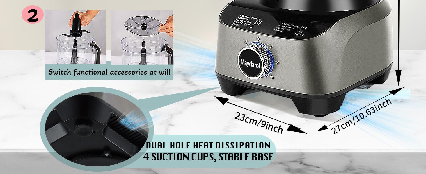 14 Cup Large Food Processor, XL Bowl, Large Chute for Blending, Mixing, Shredding, and Slicing, Meat and Vegetable Chopping, Doughing, All in One for kitchen,4 Speeds, 600W