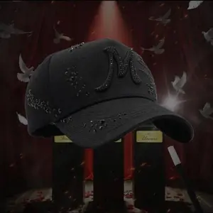 El Mago Total Black Rhinestone Embellished Baseball Cap for Stylish Outfits