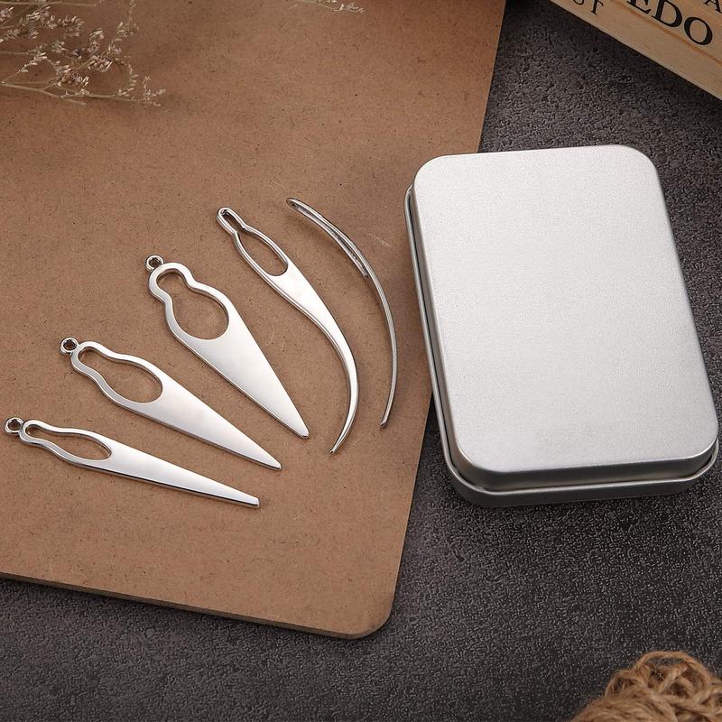 5 Pcs Dreadlock Interlocking Tool for Locs with Metal Box Sisterlock Retighten Tool for Dreadlocks Interlocks Crochet Braiding Hair Tightening Maintaining Extensions AccessorySilver