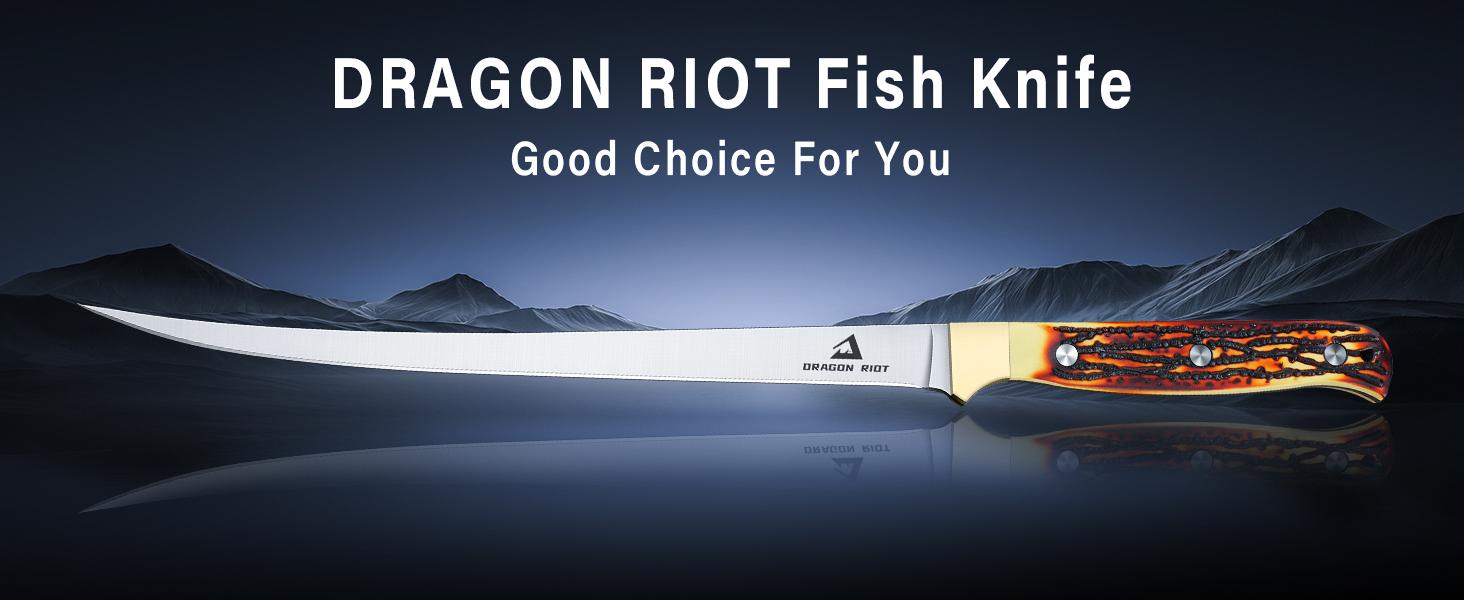 DRAGON RIOT 9 inch Professional Boning Knife for Filleting Fish Christmas Gift  with Ergonomic Handle for Meat Poultry Cutting Indoor or Outdoor