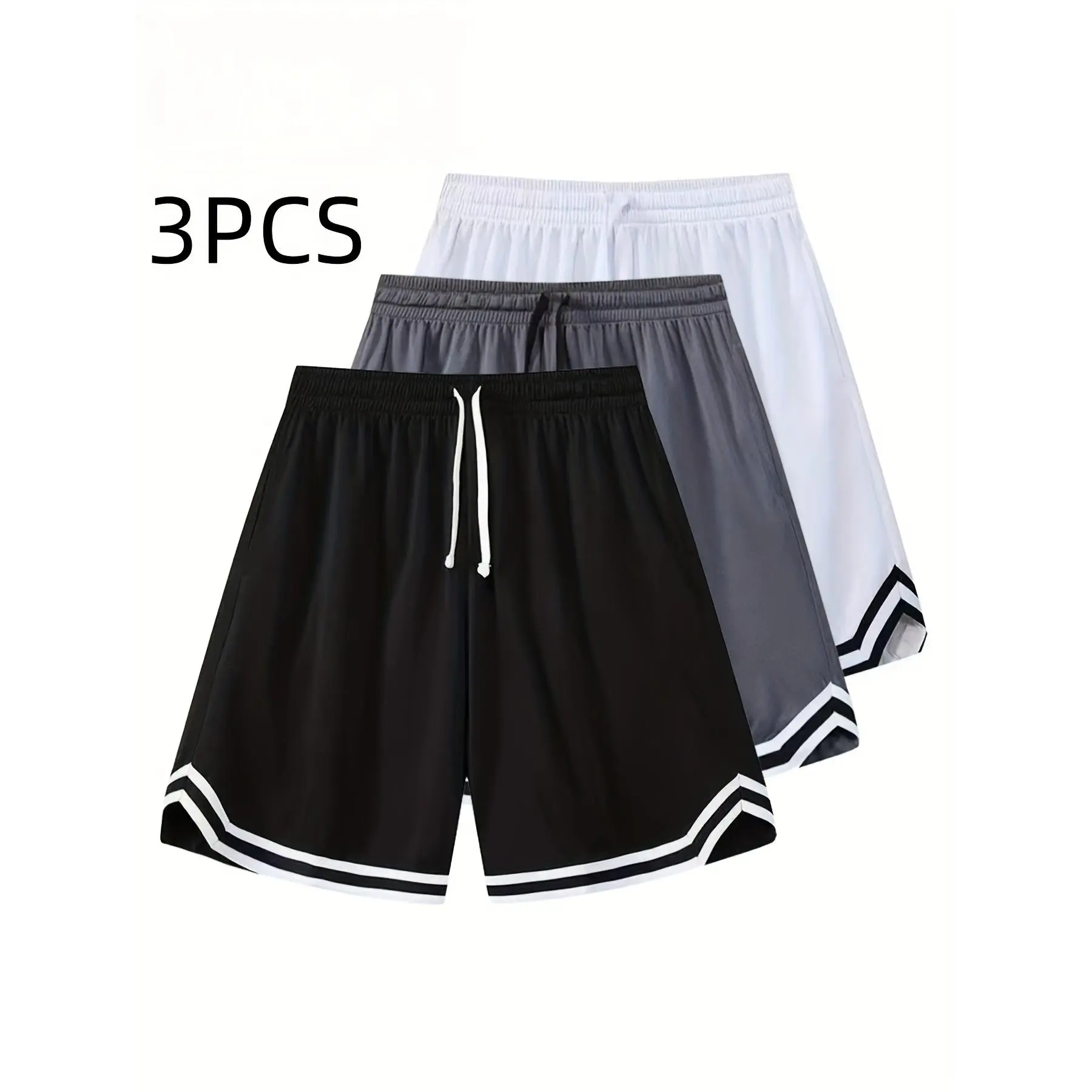 3PCS Men's Mesh Shorts, everyday short，Three-Piece Set, Sports Basketball Shorts, Running, Fitness, Cycling, Hiking, Swimming, Quick-Dry, Breathable Elastic Shorts