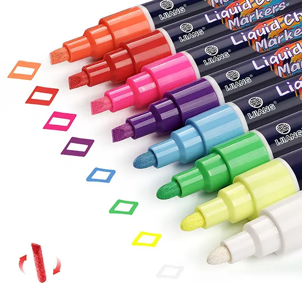 Liquid Chalk Pens - Dry & Wet Erase Chalkboard Calendar Markers for Whiteboard, Window, Glass, Mirror, Bistro Sign (Office Stationery & Art Supplies)