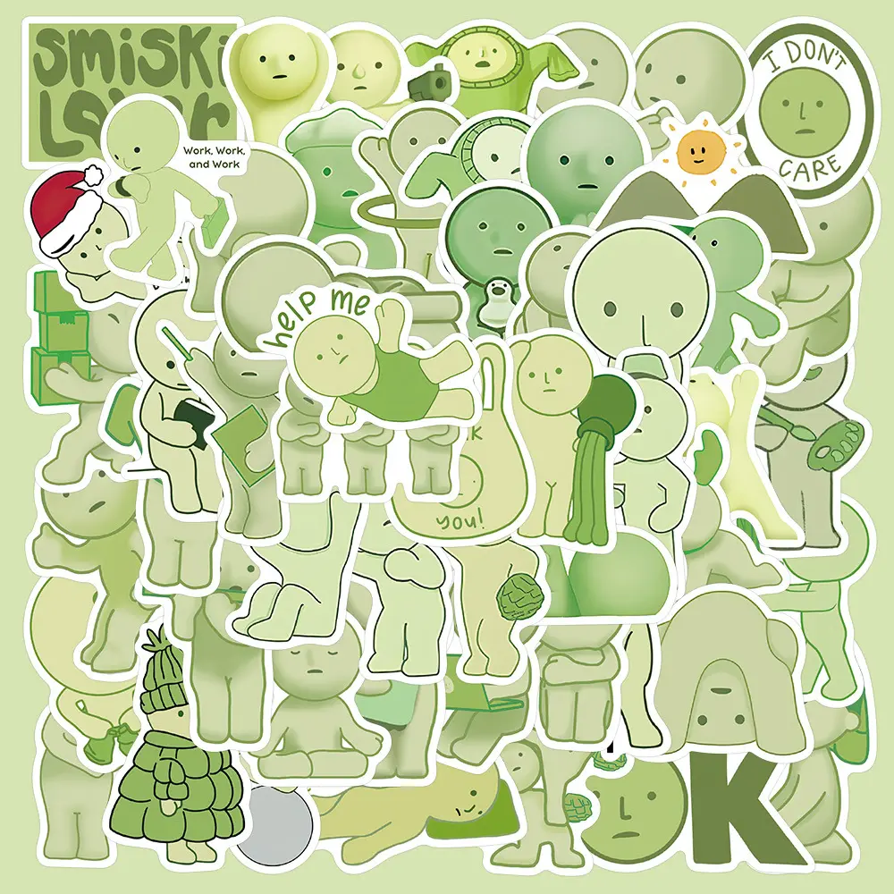 Cartoon Smiski Corner Sticker, 50pcs/set Cute Cartoon Versatile Decorative Sticker, DIY Decals for Water Bottle, Laptop, Phone Case, Scrapbooking, Journal Making, Screen Protector, Cellphone, Smartphone, Notebook, Decoration Sticker