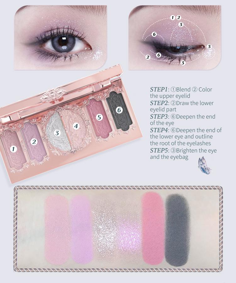 Flower Knows Butterfly Cloud Collar Collection Embossed Six-Color Makeup Palette