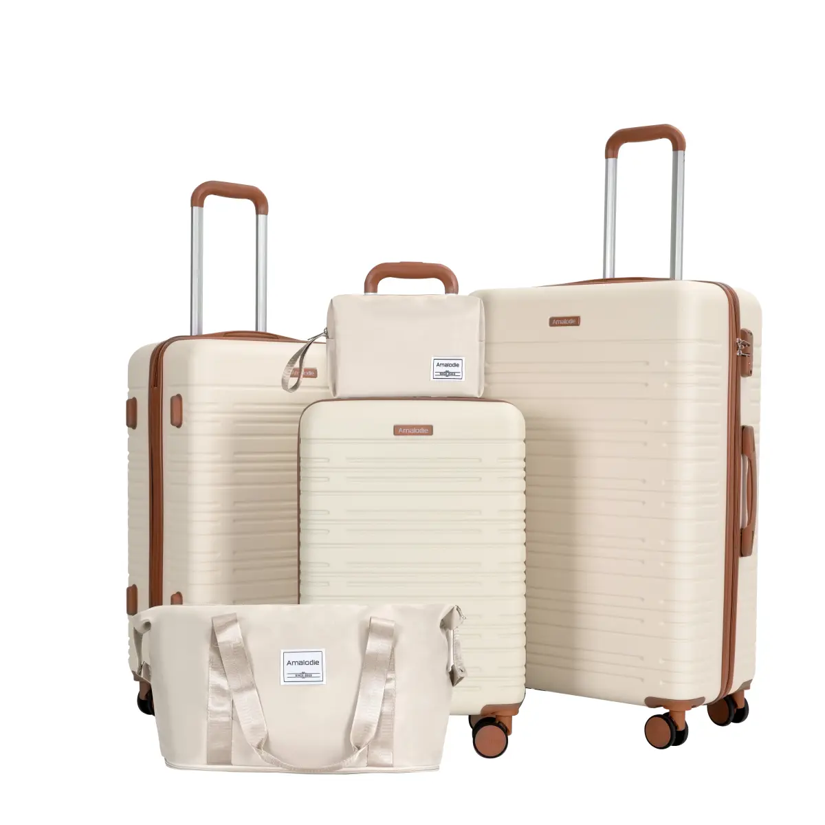 Women's 5-Piece Expansible Size Extra Thick ABS Plastic Luggage Set - 20/24/28in, TSA Lock, Silent Universal Wheels, Adjustable Handle, Matching Travel & Wash Bags, for Business Travel