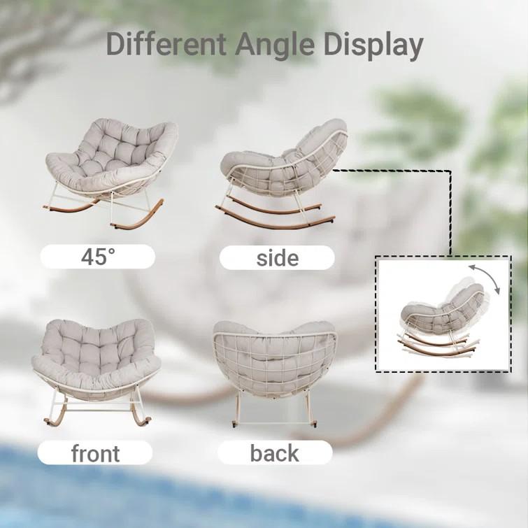 Indoor & Outdoor Royal Rocking Chair – Soft Padded Cushion & Sturdy Steel Frame for Ultimate Comfort & Relaxation