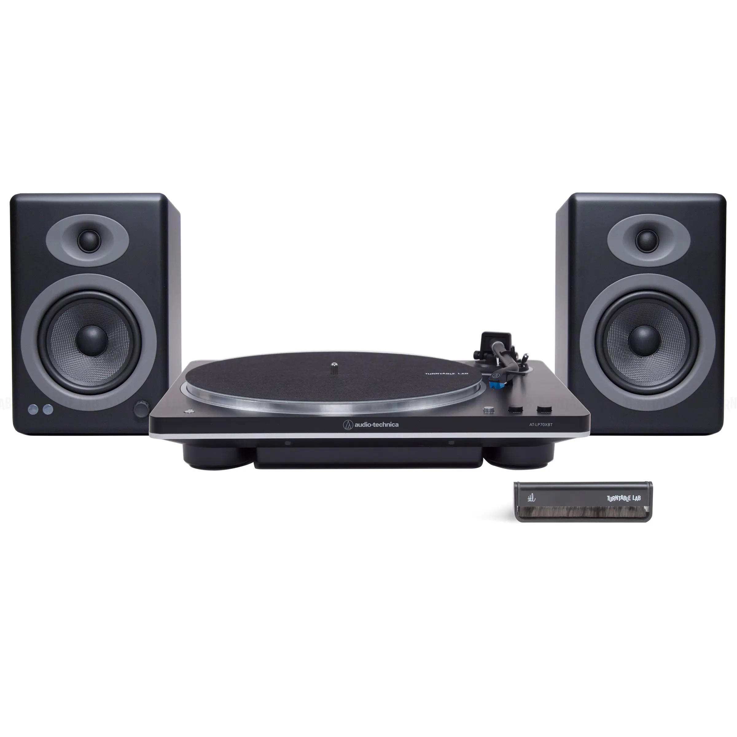 Audio-Technica AT-LP70X Full-Sized Vinyl Turntable with Cartridge & Audioengine A5+ Bluetooth Bookshelf Home Speakers Package, with RCA Inputs, Auto Setup