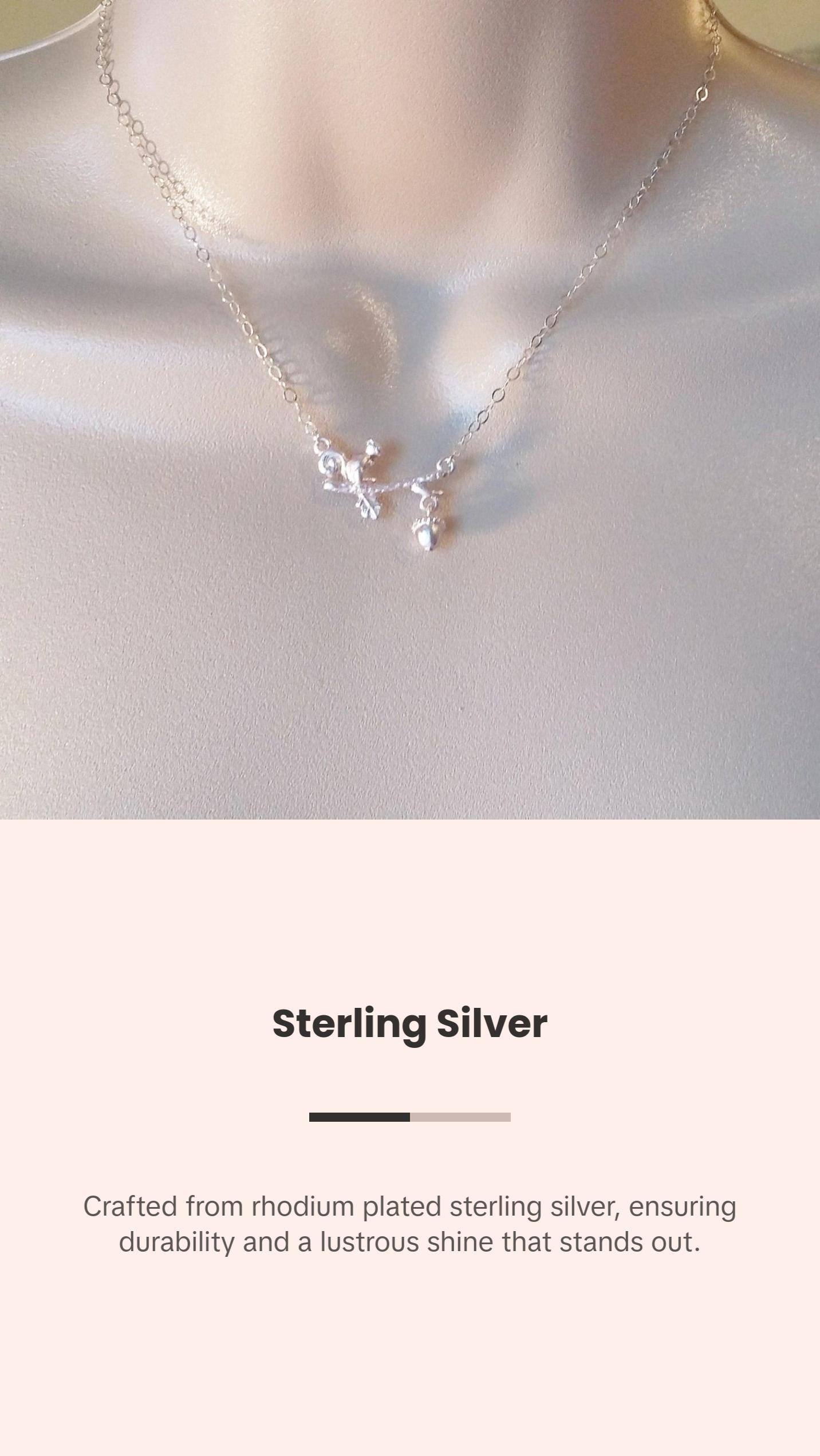 Silver Squirrel Necklace - Squirrel Chasing Acorn Necklace - Bridal Gifts - Fall Jewelry - Wildlife - Christmas Gift - Mothers Day Gift