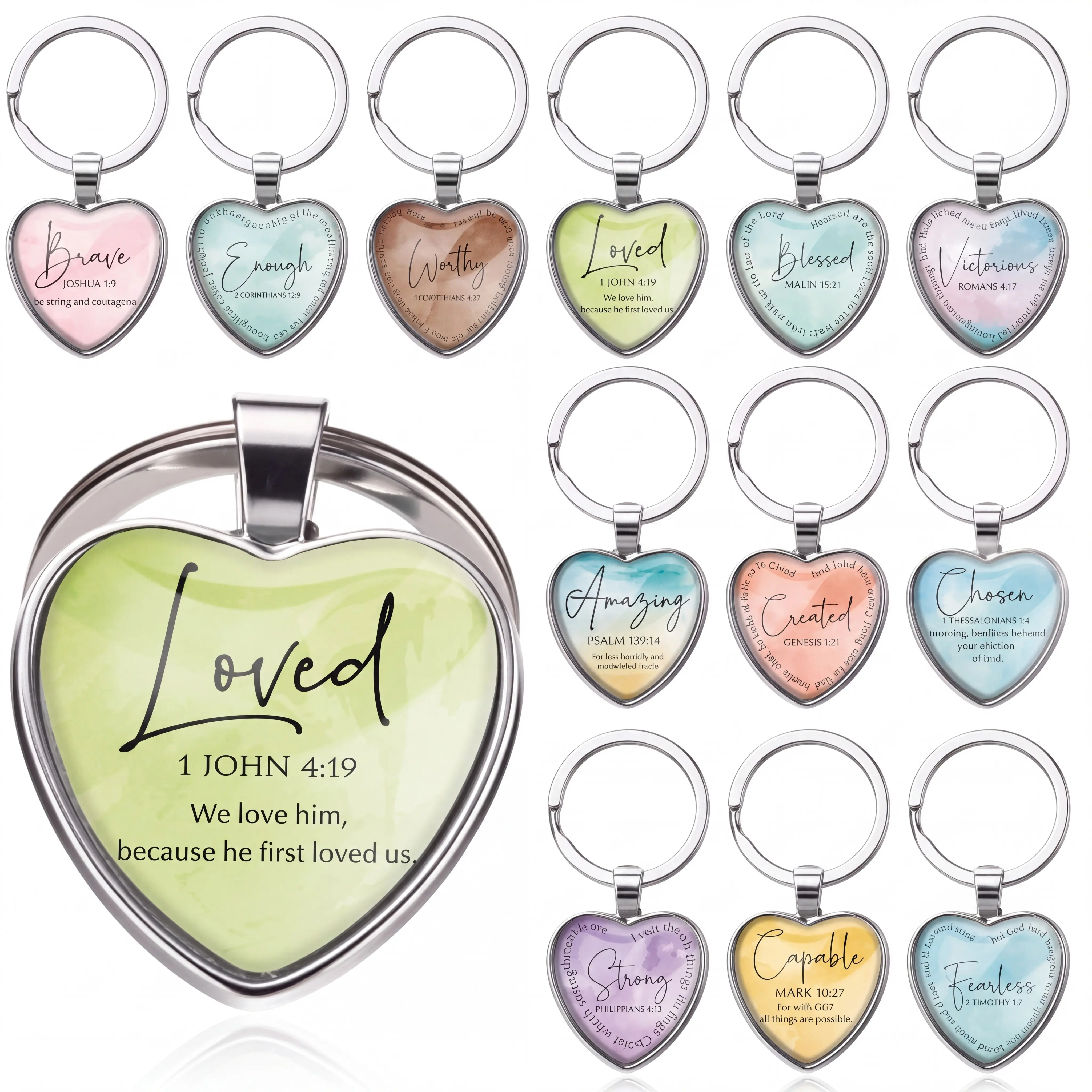 9/18/24/36Pcs Bible Verse Keychains Christian keychains for Students Teachers Inspirational Gift Church Group Sunday School Baptism Gift Classroom Prizes Scripture Quote keychains for Employee Appreciation Gift Bagpack Keys Accessory Religious Party Favor