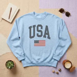USA Sweatshirt Faded Vintage Style Aesthetic American Flag Crewneck 4th of July Trendy Retro Style USA Olympic Crewneck Unisex Sweatshirt, America Sweatshirt, 4th of July Sweatshirt