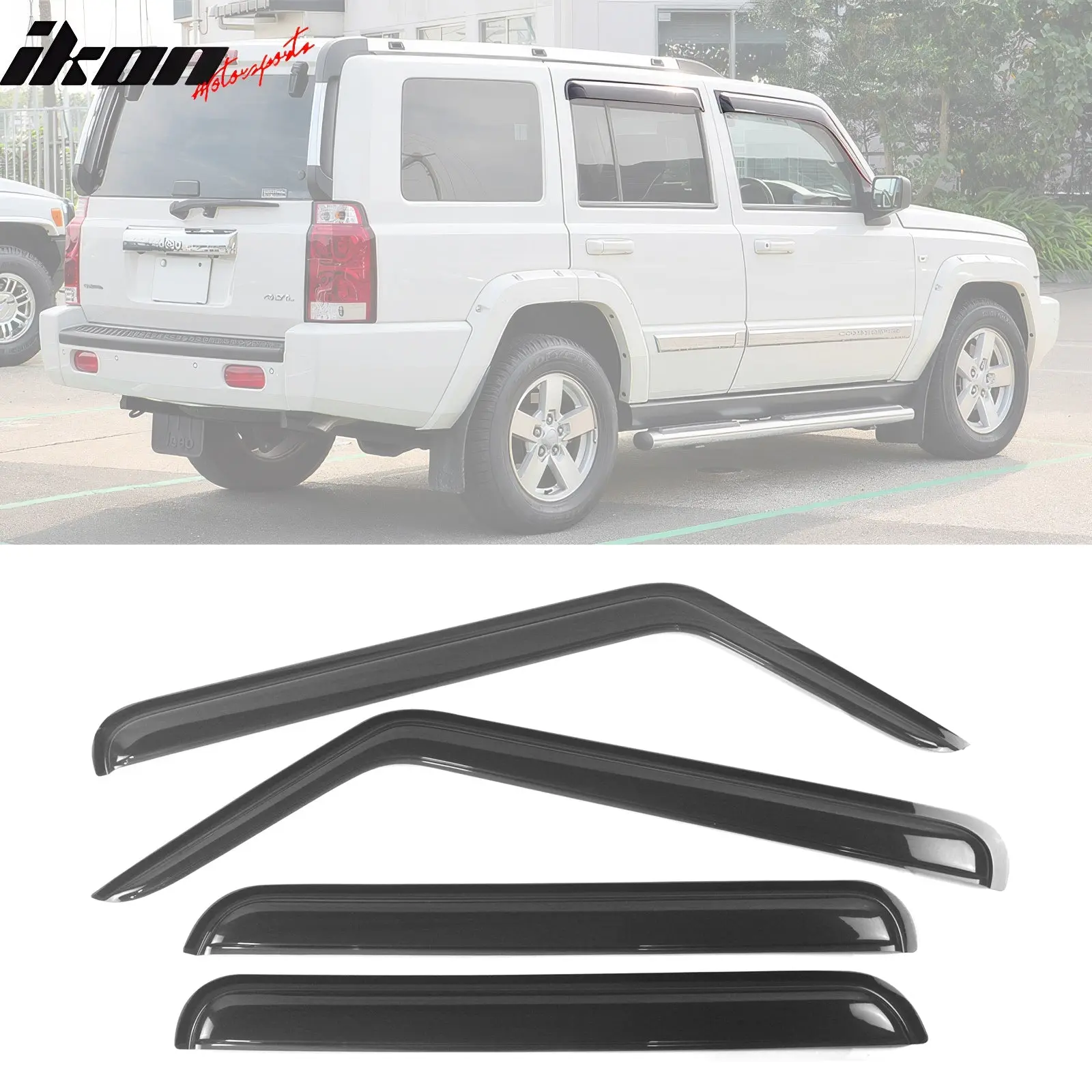 Windows Visor for Jeep Commander 2006-2010 Slim Style Smoke Rain Guard Acrylic