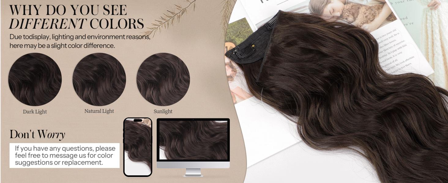 AISI HAIR New 16/20 inch Wavy Invisible Wire Hair Extensions with Transparent Wire Hairpieces for Women halo hair Synthetic Extension