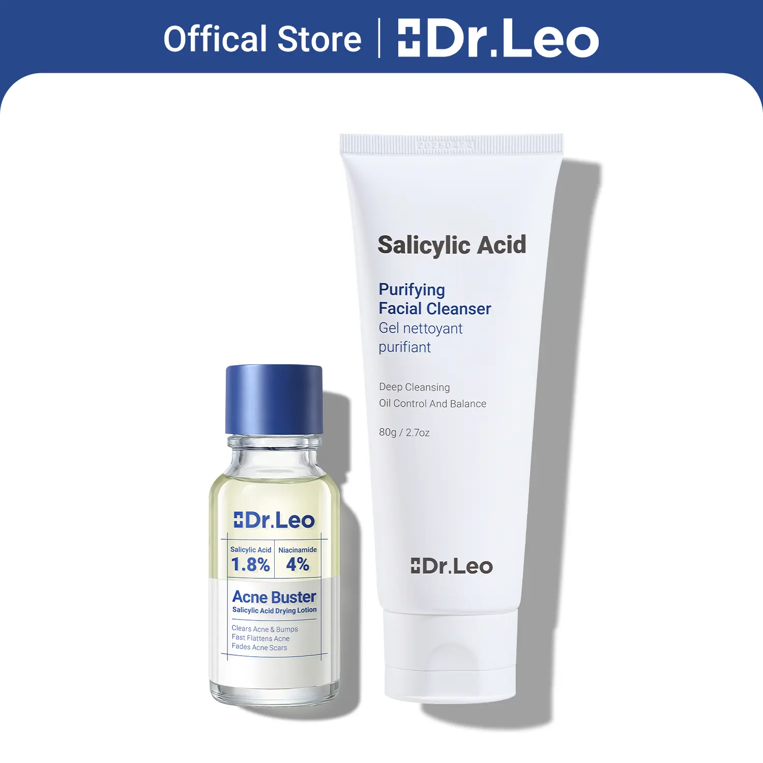 【On Sale】Dr.Leo Clear Skin Set: Oil Control Facial Cleanser + Drying ...