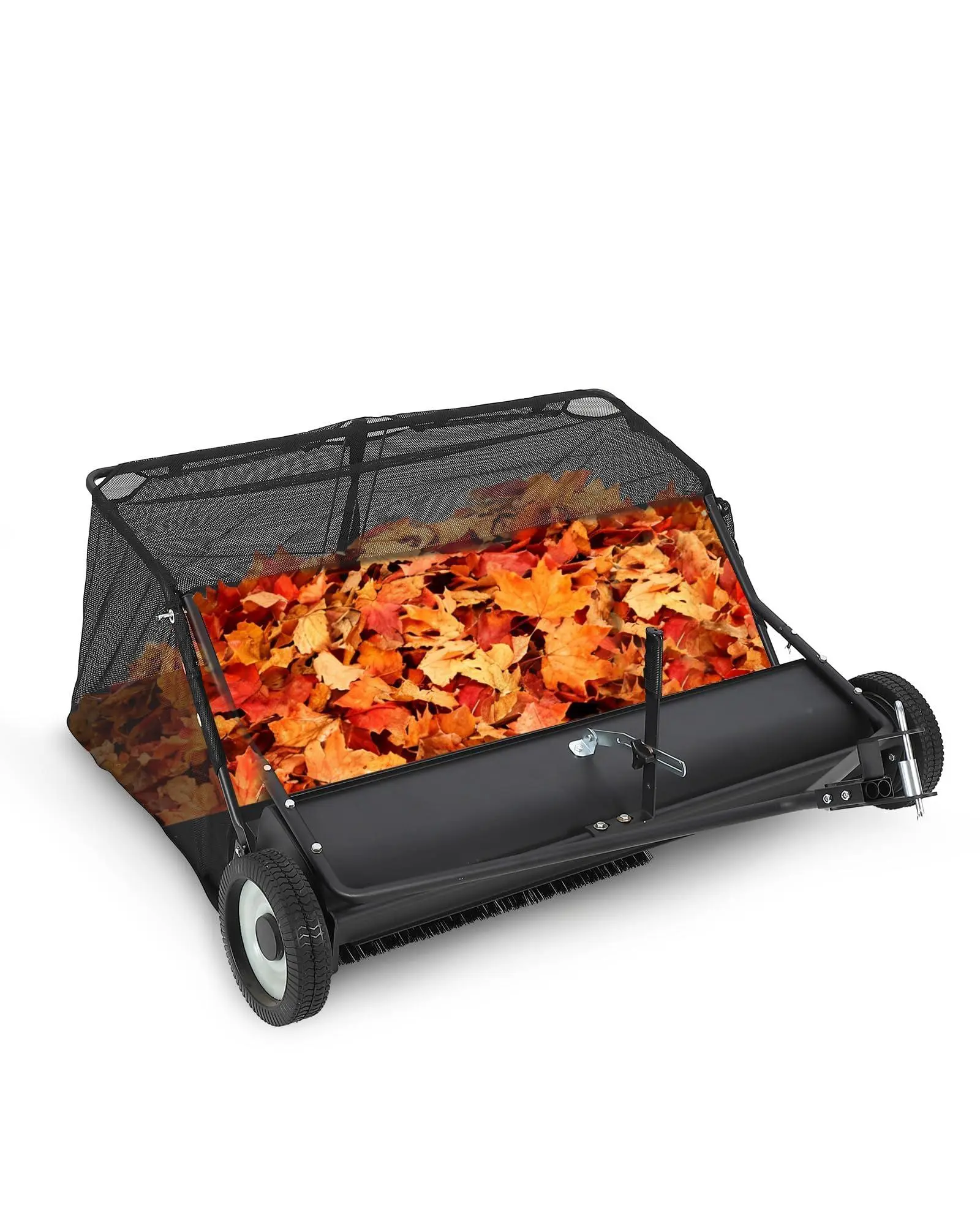 Lawn Sweeper Tow Behind with 42" Wide Sweeping Width, 21 Cu.Ft Large Hopper Capacity, Tool-Free Adjustable Sweeping Height, for Tractor ATV UTV, and Quick Assembly