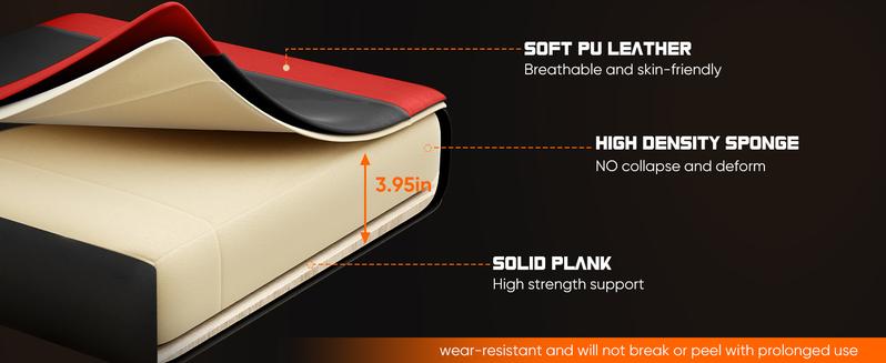 Ergonomic Gaming Computer Chair with Footrest, PU Leather Recliner with Headrest, Fixed Up Armrest, Height Adjustable with 360° Swivel