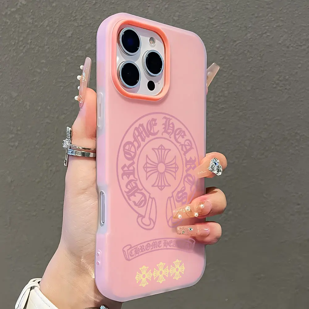 Y2K Gothic Cross Phone Case for iPhone17 16 15 14 13 12 Pro Max, Aesthetic Chrome Grunge Jelly 2-in-1 Soft Shockproof Streetwear Bumper Cover