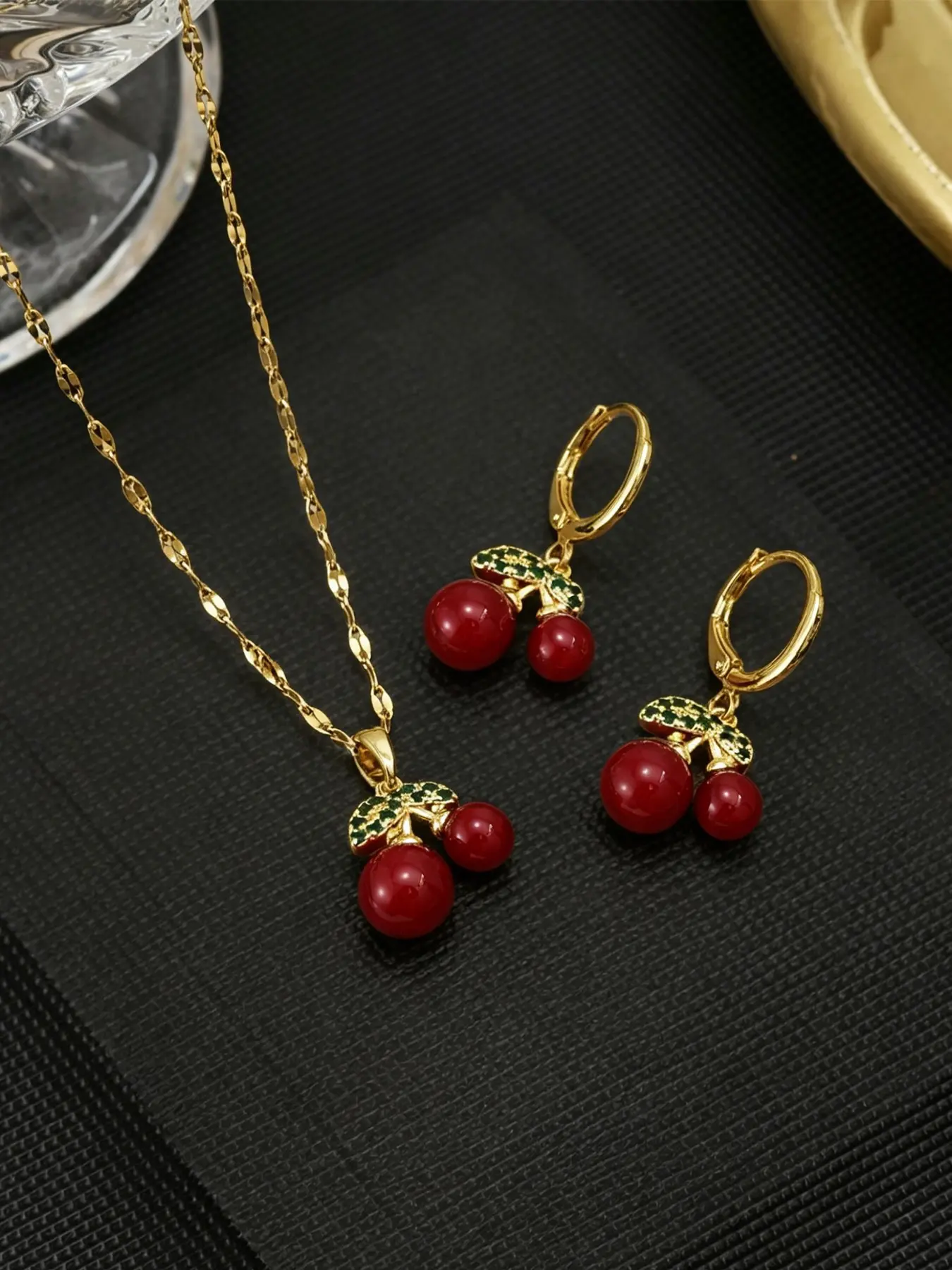 Cherry Pendant Fashion Stainless Steel Necklace, Summer Versatile Elegant Accessory, Simple Cute Design for Any Occasion, Fashion Jewelry Accessories