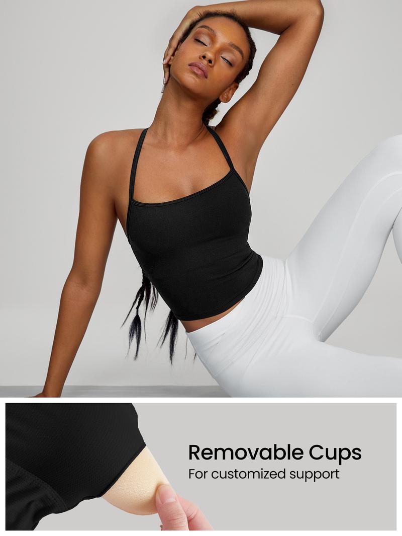 GLOWMODE FeatherFit T-Neck Racerback Tank Top Light Support Low Impact Yoga Studio Summer TikTokShopBlackFriday