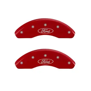 MGP Front set 2 Caliper Covers Engraved Front Oval logo/Ford Red finish silver