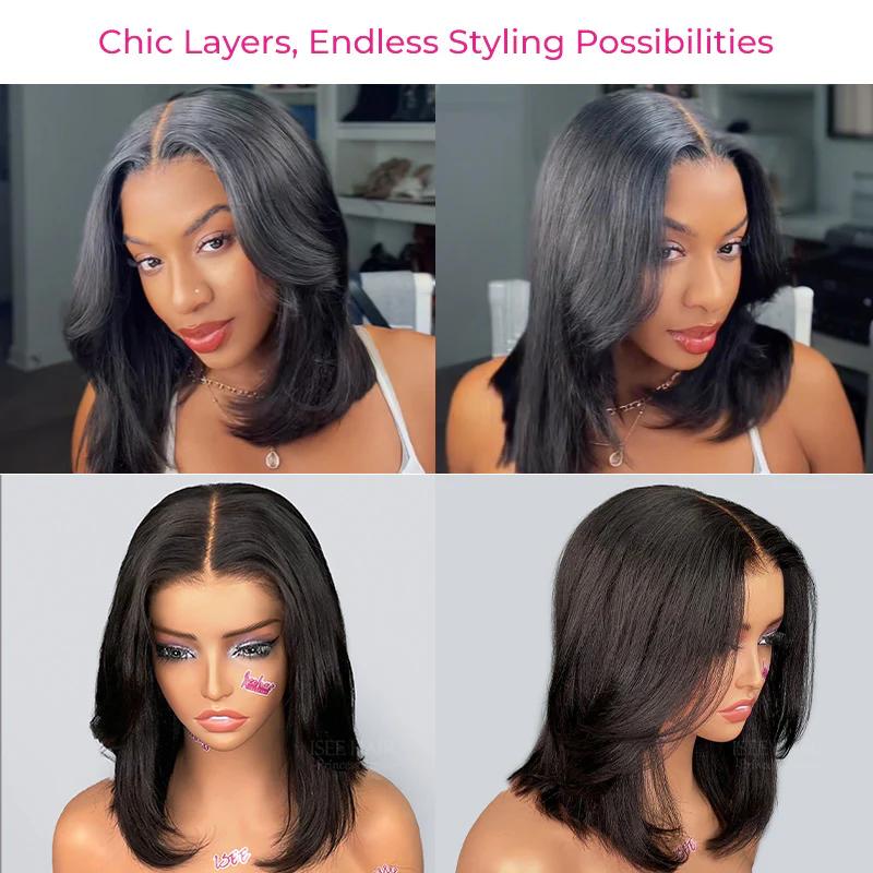 【Live Flashsale】ISEE HAIR Wear Go 9x6 Tpart Layered Cut Bob Yaki Straight Wig 250% Natural Black Deep Part Lace Glueless Wig #iseehairbeauty#TikTokShopHolidayHaul