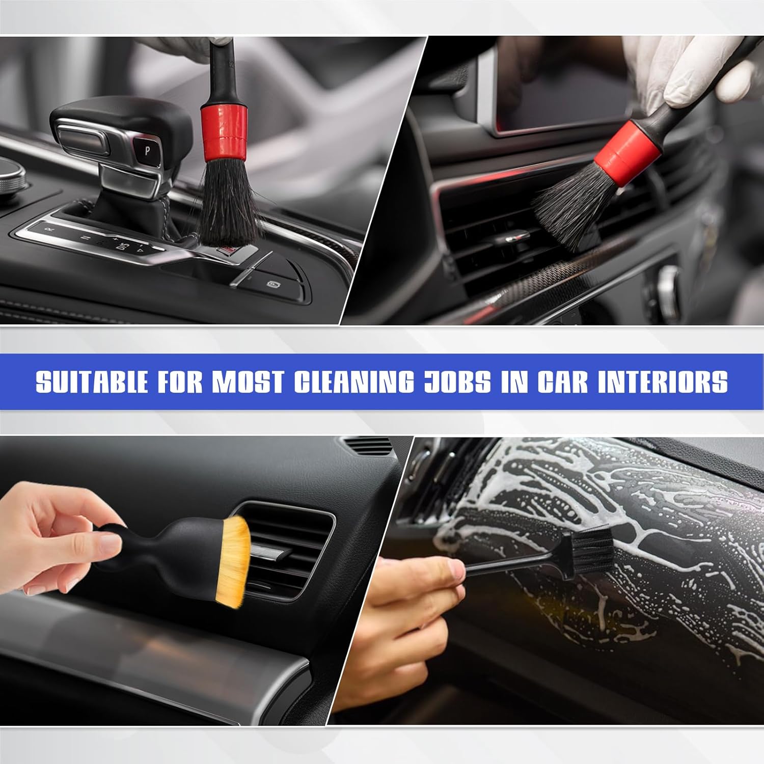 10pcs Car Glass Cleaning Tool Kit - Extendable Handle  with Reusable Microfiber Pads & Spray Bottle for Windshield & Interior