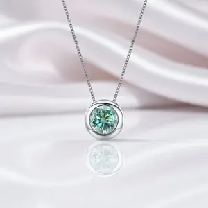 0.5 Ct Round Cut Green Diamond Option Solitaire Necklace