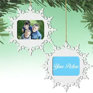 Designocracy 8141156PF-S2 5.5 x 25 in. Snowflake Christmas Picture Frame Ornaments - Set of 2