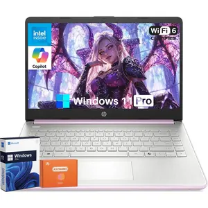 HP 14 Inch Student Business Laptop, Intel N150 CPU, 14" Anti-Glare, 4GB RAM, 384GB Storage(128GB UFS+256GB MSD), Wi-Fi 6, Copilot AI, Honey Lavender, Windows 11 Pro,W/Mouse