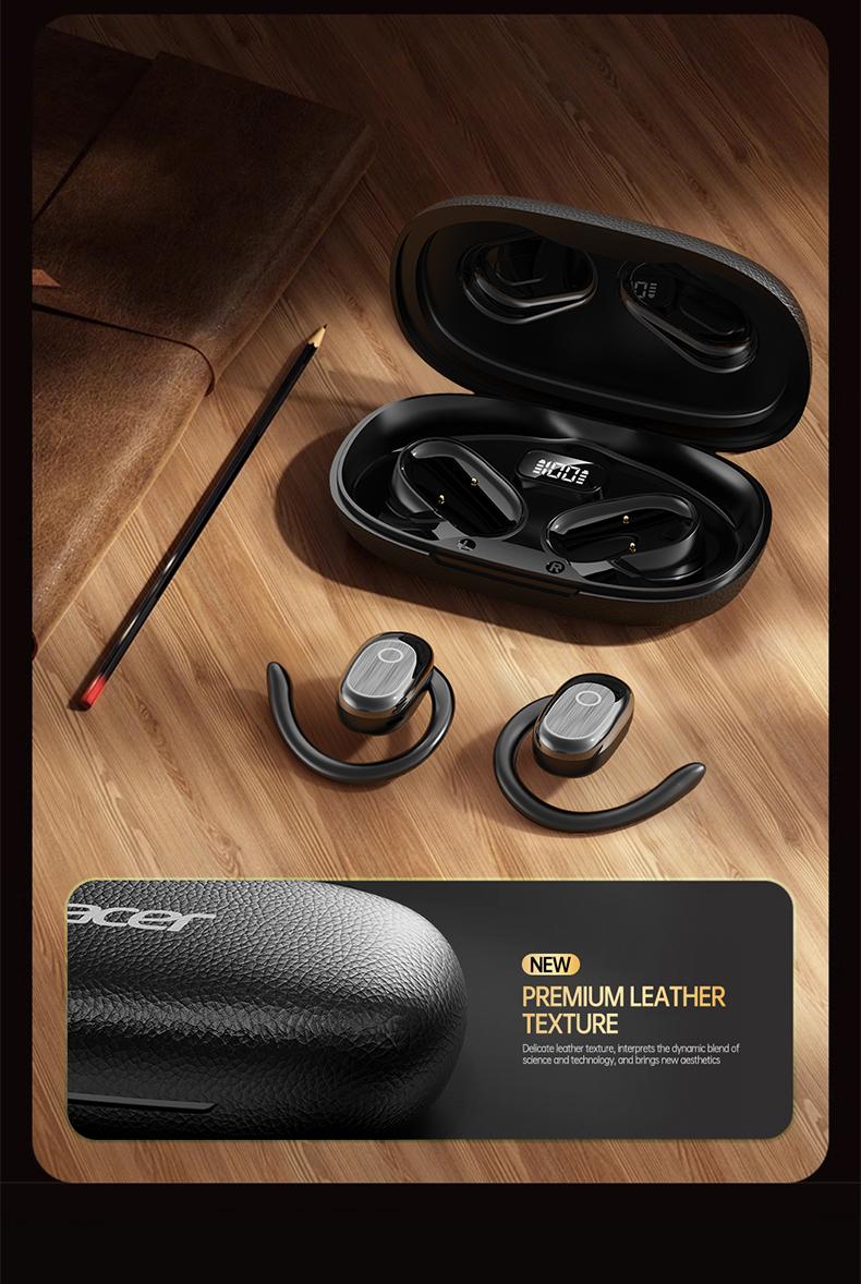 Acer OHR553 Wireless Open-Ear Headphone, Fashionable Earbuds, Wireless Gaming Earphones, HIFI Sound Quality Music Headset for Gaming Travel Sports Built-in Mic, Electronic Audio & Video Black