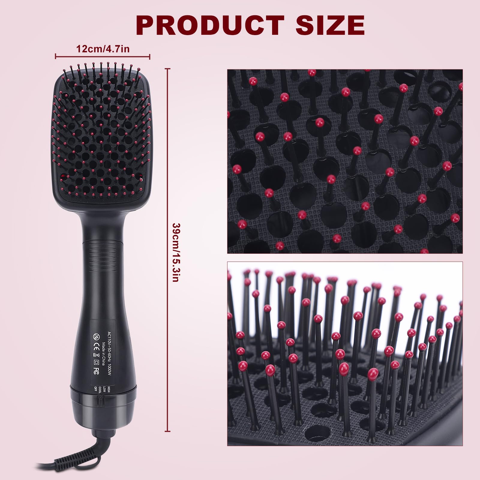2 in 1 Hair Dryer Brush & Straightener Brush, Hair Dryer and Styler, Negative Ion Blow Dryer Brush, Hot Air Brush Detangles, Dries, Smooths, Reduce Frizz & Static