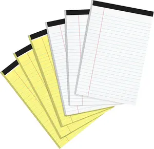 Utron 6 PCS Small Legal Pads 5X8 Yellow and White, Narrow Ruled Small Note Pads, Micro Perforated Writing Pad, College Ruled Legal Notepads 5X8 for Study, Office, To-Do Lists(30 Sheets/Small Notepad)