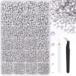 30000Pcs Sequin Crystal for Bedazzling, Silver Clear Flatback Gems for Craft Art, Crystal Bedazzler Kit with Tools for Nail Art Crafting Clothing Book Makeup