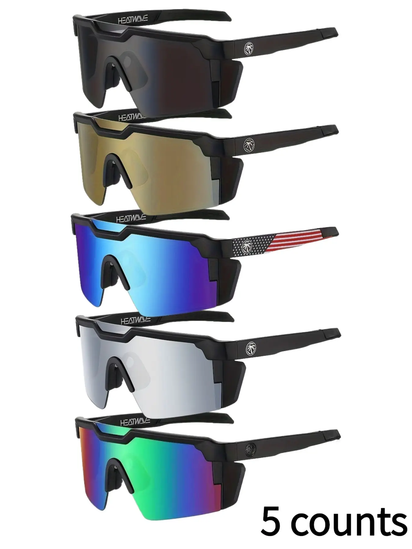 5 Pairs Solid Color PC Frame Sunglasses, Casual Fashion Style, Sporty Outdoor Cycling & Travel Eyewear, Biking Sunglasses, All Seasons Use, Sports Cycling Sunglasses