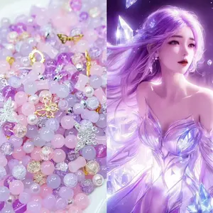 DIY Beads Mix-Beading in Blue Purple Green Red Black Colors with Sparkling Accents in Clear Container   Fantnsy Wonderland  ，can make  bracelets,   necklaces, backpack chains, mobile phone chains, and sweater decorative chains.