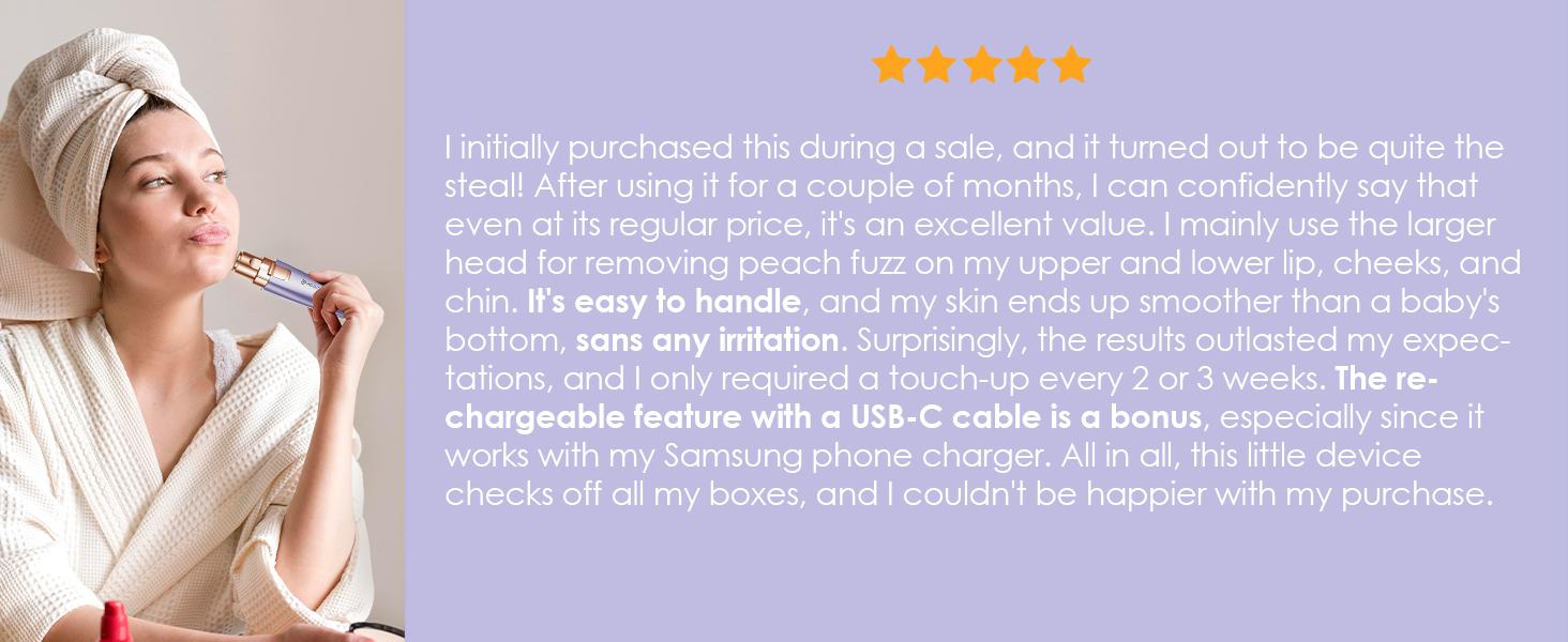 VG VOGCREST 2in1 Rechargeable Eyebrow Trimmer & Facial Hair Remover with LED Light - Painless Precision Shaver for Face, Lips, and Body - Comfort