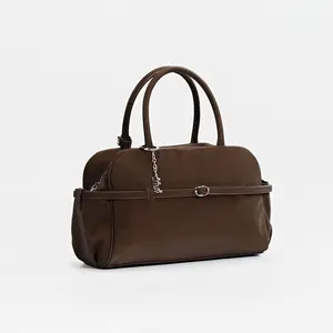 Vintage Brown Soft Leather Top Handle Purse – Quiet Luxury Minimalist Everyday Handbag Women's bag