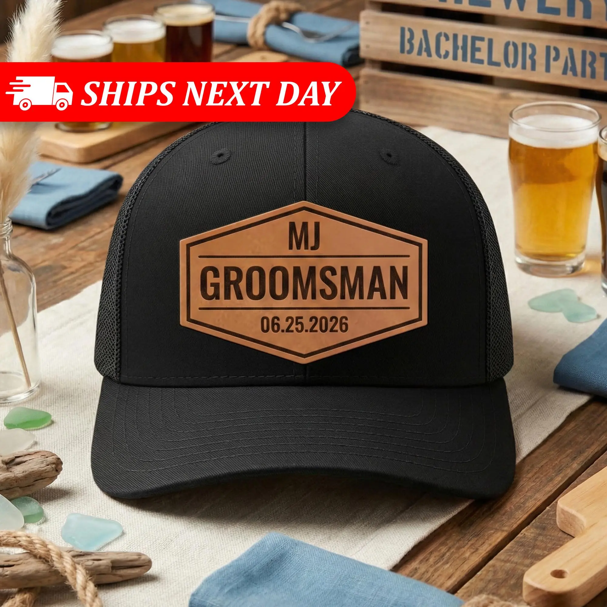 Custom Groomsmen Patch Hats - Personalized Snapbacks & Unique Bachelor Party Gift Set