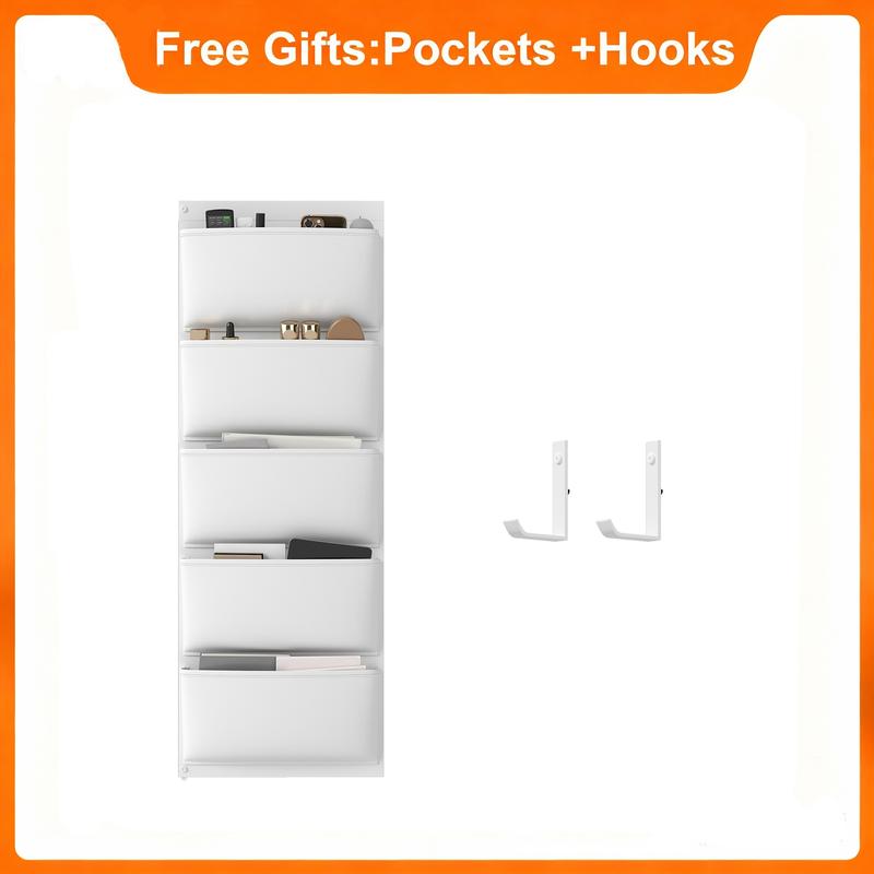 [with Free Gifts] Raybee LED Nightstand with Charging Station, Set of 1-2 Side Table with 5 Dresser Drawers, Tall LED Nightstands with USB Ports & Outlets, White End Table with Side Bag & Storage Shelf, Bedroom Furniture, Cabinet