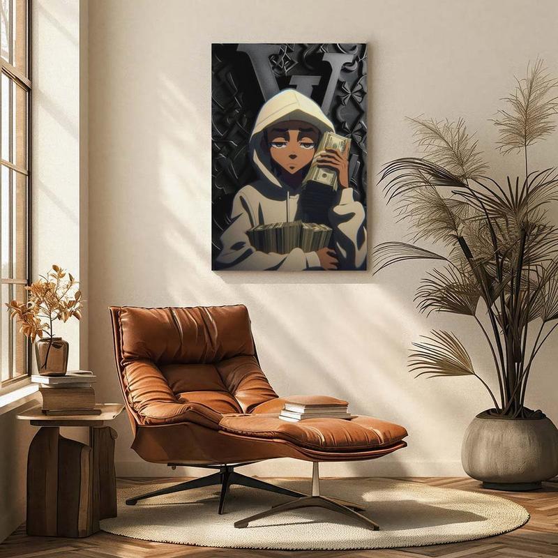 South Park Kyle "Stack of Cash" VLONE Canvas Print: The ultimate hip-hop and anime fan's exclusive men's space decor, and ideal for Gen Z dorm rooms.