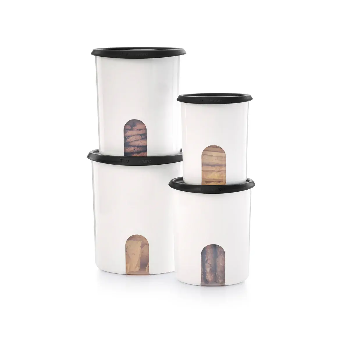 Tupperware Classic One-Touch Seal Canister Set - Air Tight, Dishwasher Safe, Staple Storage Solution with Translucent Window for Freshness - Containers