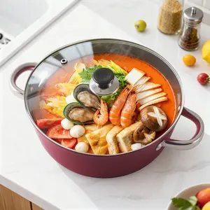 Maifan stone double-handled lidded soup pot, designed for heavy-duty cooking, suitable for stewing, braising, baking and other cooking methods, durable and practical