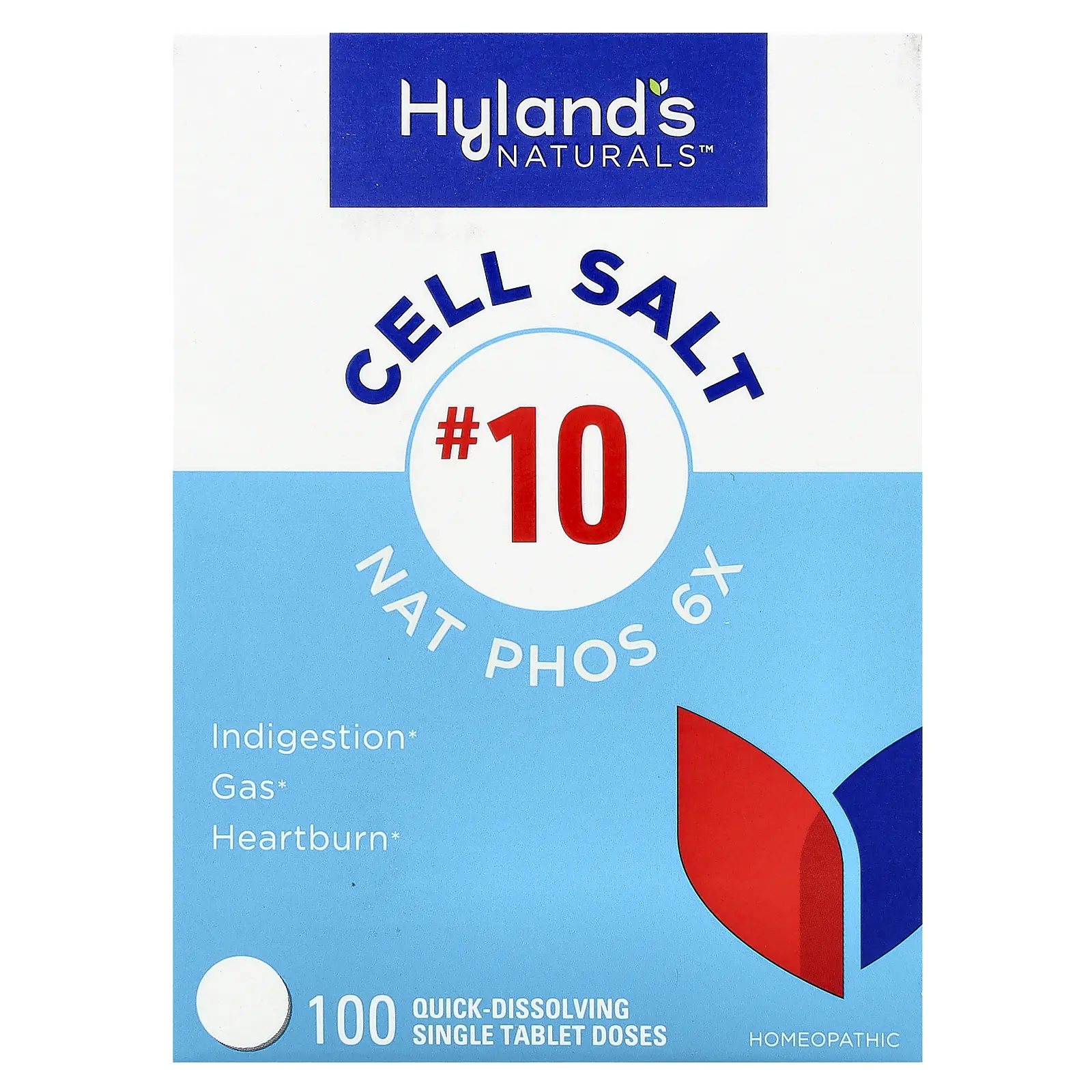 Hyland's Naturals Cell Salt #10, Nat Phos 6X, 100 Quick-Dissolving Single Tablet Doses | HSA/FSA Eligible