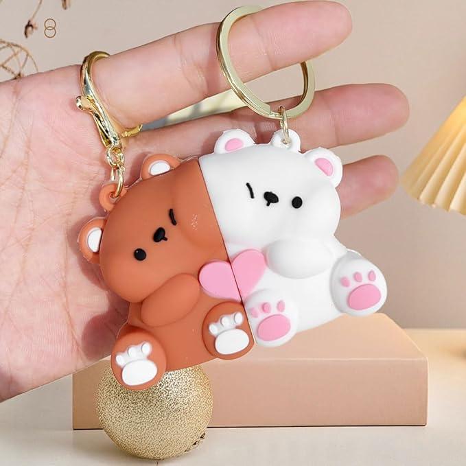 2pcs Cute Bear Magnetic Couple Keychain - For Men Women, Bag, Car, Suitable For Valentines Birthday, Back To School, Party Gifts 2pcs Cute Bear Magnetic Couple Keychain - For Men Women, Bag, Car, Suitable For Valentines Birthday, Back To School, Party Gifts