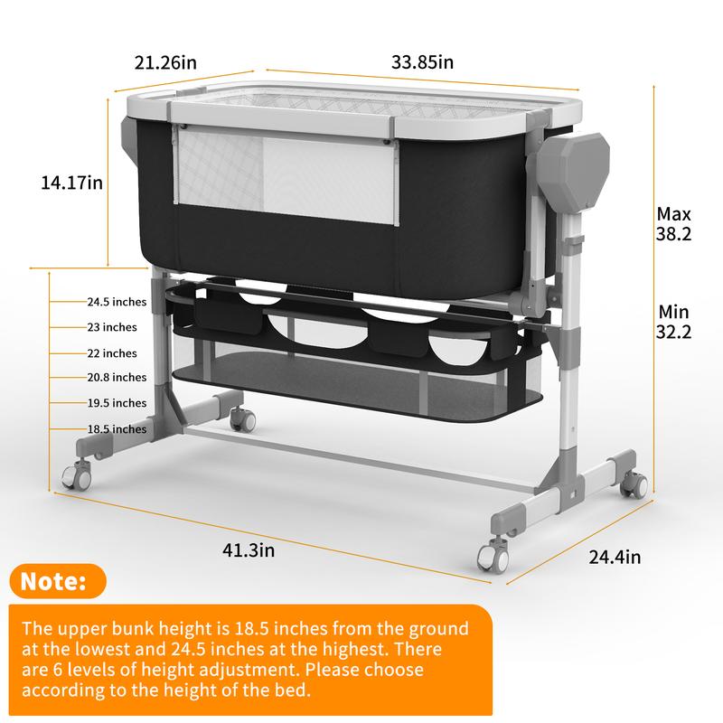 Electric Baby Bassinet with 5 Rocking Motions 6 Height Adjustments 4 Lullabies Bluetooth 5.0 360° Silent Wheels for Newborns Unisex Stable Swing Bedside Sleeper Modes