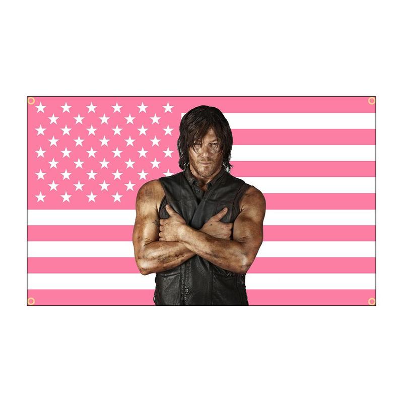 90X150CM 3X5FT Norman Reeduss Flag Daryl Dixo Flag Pink American Flag  The Walking Dead Poster Wall Hanging Tapestry Room Decor