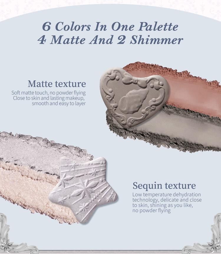 Flower Knows Shell's Jewel Collection 6-Color Makeup Palette - Cosmetic, Shimer, Matte, Longlasting, High Pigment