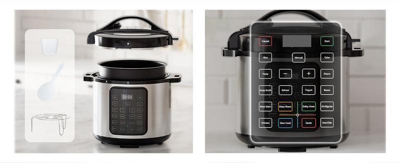 【Christmas Gift】9-in-1 Electric Pressure Cooker 6 Quart, Steamer, Yogurt Maker, Rice, Egg Cooker, Multi-Functional Smart Pot, Stainless Steel